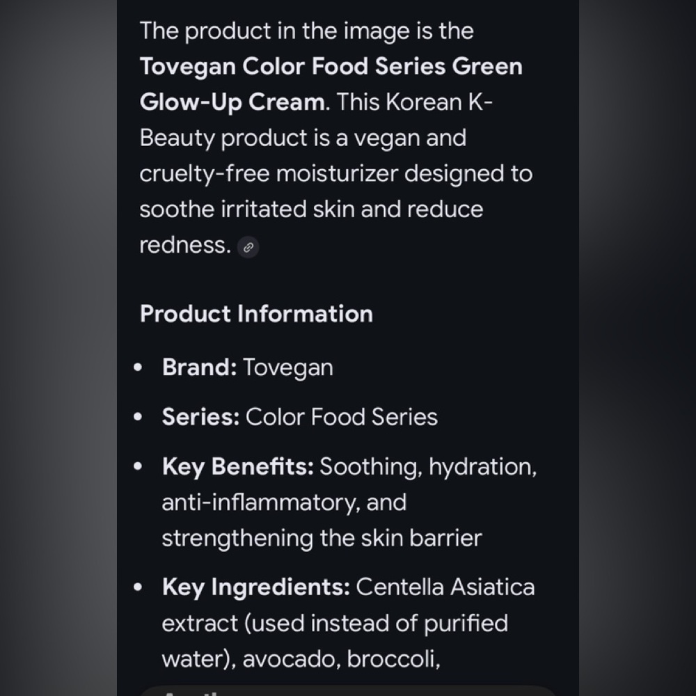 TOVEGAN ladies SEALED green glow up cream, 1.69 ounces NIB - Picture 8 of 9